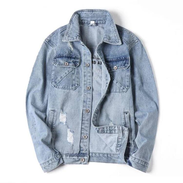 Spring Men Denim Jacket Casual Slim Long Sleeve Jean Jacket Coat With Multi Pocket Fashion Classic Blue Jackets