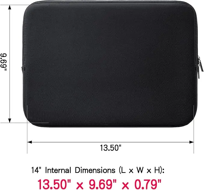 product 14 inch laptop sleeve case protective soft padded zipper cover carrying computer bag with accessories pouch-36