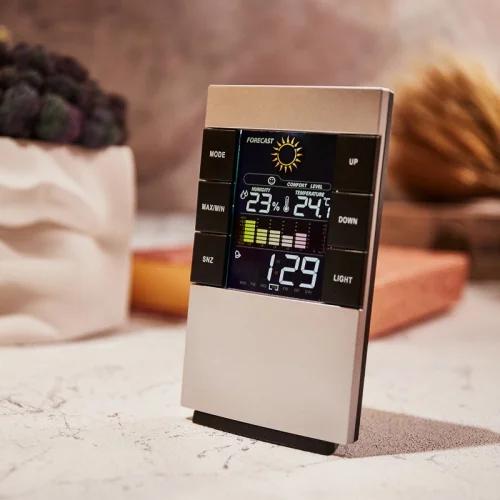 Creative Home Desktop Digital Clock Color Screen Electronic Weather Forecast Alarm Clock