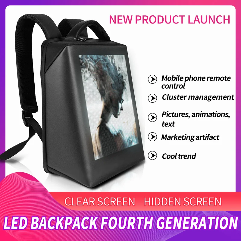 
2021 Newest wifi control Smart human Walking advertising Led backpack custom DIY dynamic LED display Backpack 