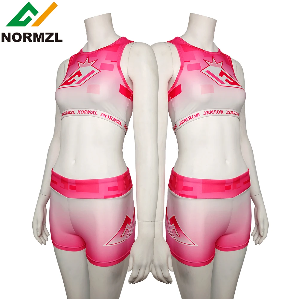 Customized Cheer Practice Wear Sublimated Bra Shorts Training Sets Breathable Spandex Cheerleading Uniform Custom Logo Print