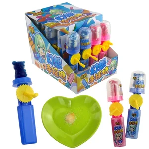 High Quality Bear Shape Hard Candy Funny Rotating Spinning Lollipop Toy Candy with Popping Candy