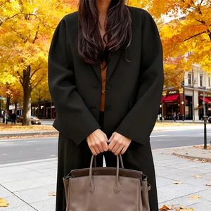 New Style Elegant Women's Loose Casual Winter Coat Black Office Jacket