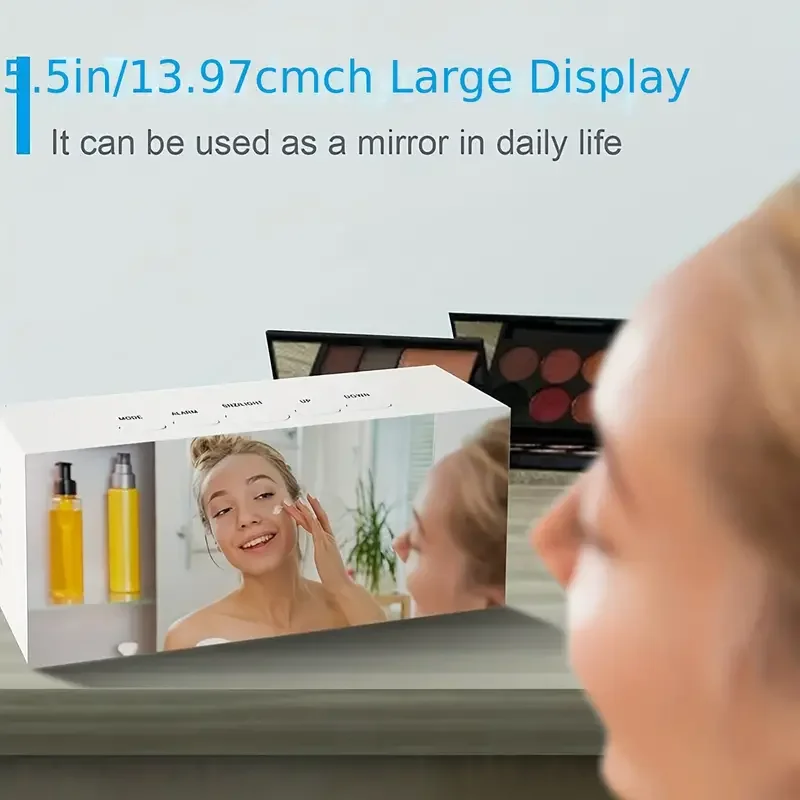 USB Cable BatteryOperate Digital LED Mirror Alarm Clock with Snooze Temperature Time Date Led Clock