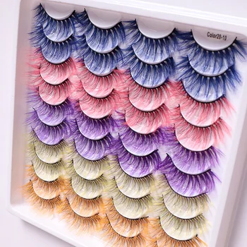 20-25mm colorful lashes wholesale mink eyelashes vendor color 3D mink eyelashes colored lashes