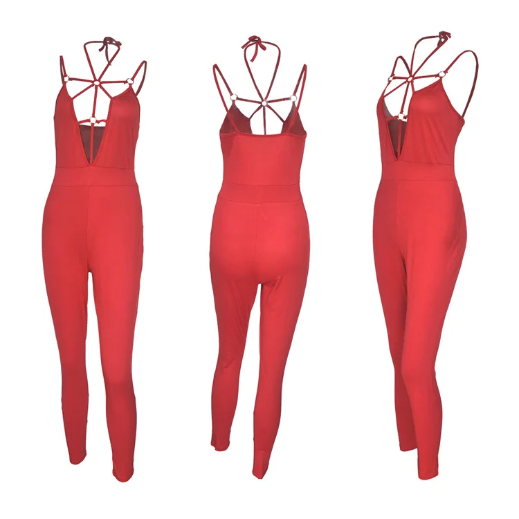 Latest Design Sleeveless Backless Rompers Club Sexy One Piece Plus Size Spring Summer Women Jumpsuit