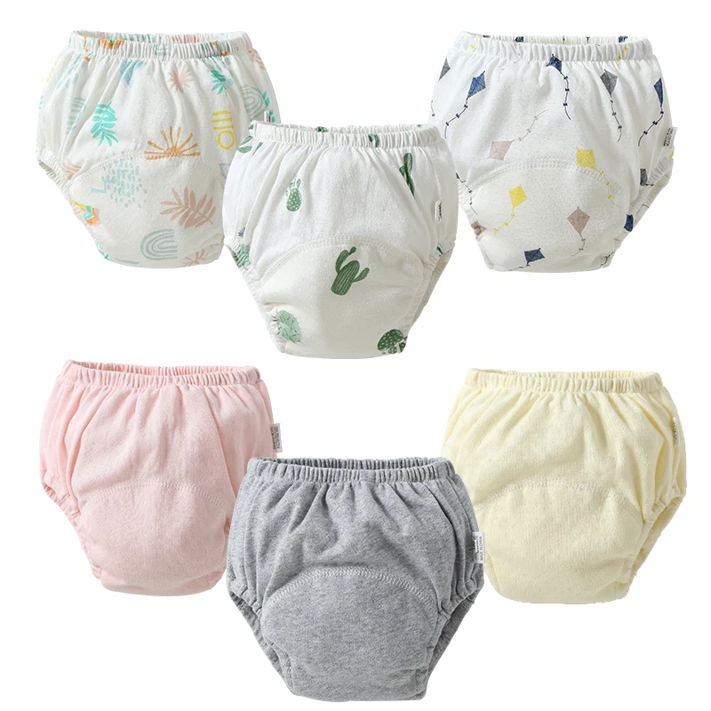 5Pcs Baby Training Pants Cotton Reusable Baby Diapers Waterproof Cloth  Nappies Washable Diapers Bamboo Learning Pants
