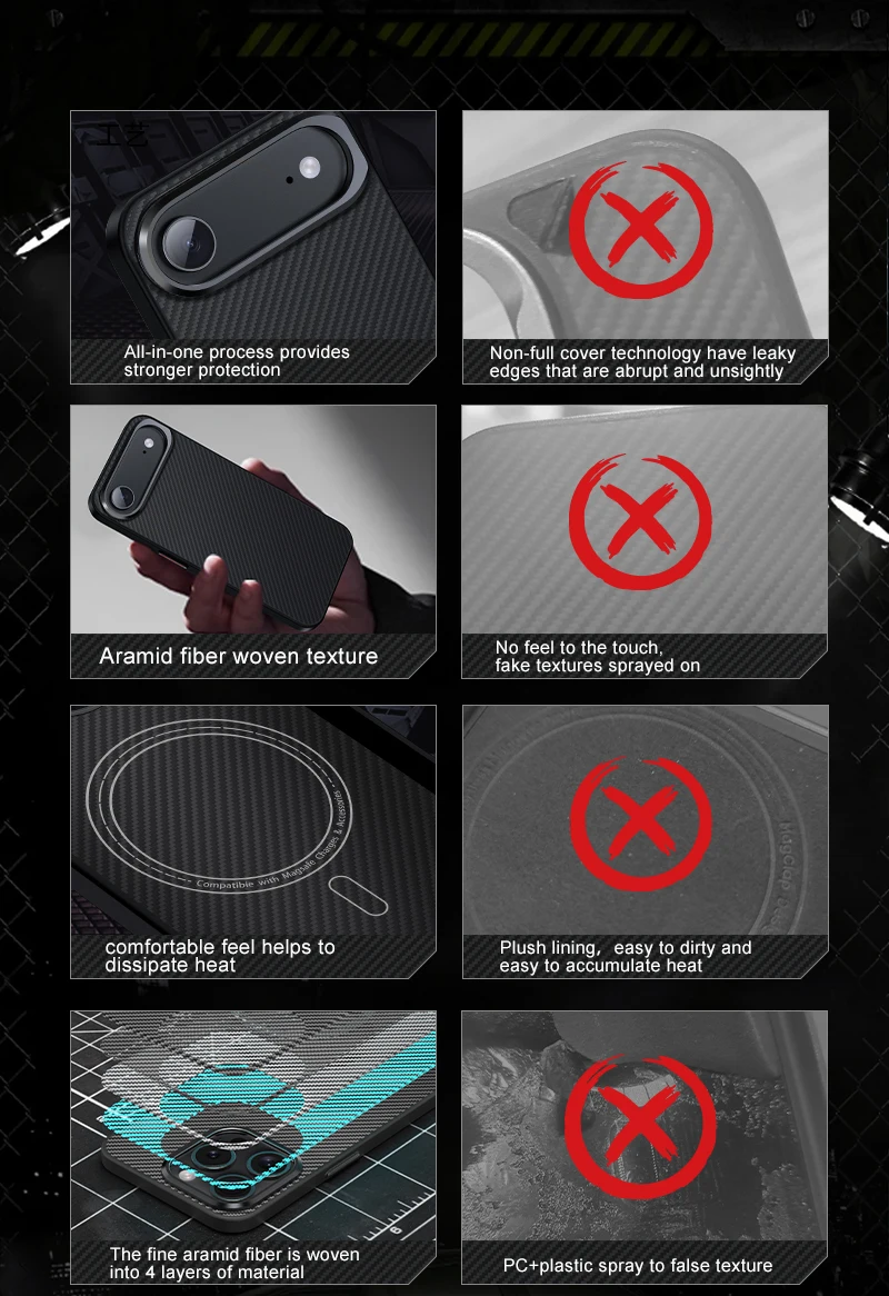 product laudtec super anti slip carbon fiber case for iphone air mobile phone cover with camera holder-4