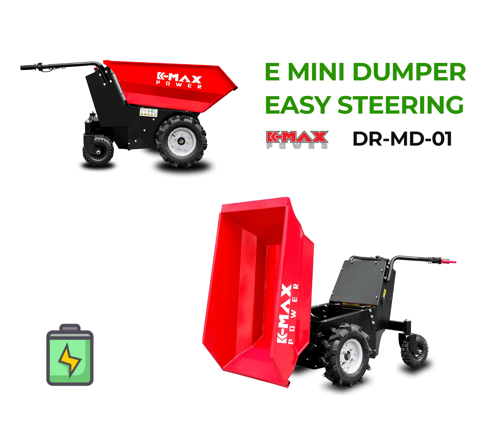 Энергосберегающий электрический мини-гусеничный грузовик K-maxpower грузоподъемность 500 кг 48 В 20 Ач мини-самосвал мини-погрузчик с бортовым поворотом