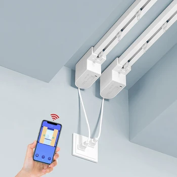 Smart Home Tuya App Wifi Remote Control Curtain Motor Electric Curtain Rail Motorized Curtain Track System