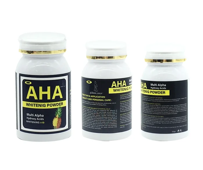 AHA Whitening Powder Multi  Hydroxy Acids  Skin Care with Kojic Extract for Skin Whitening Mix With Soap or Lotion