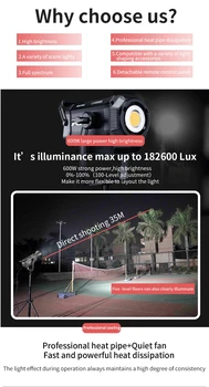 NiceFoto 600W Professional Video Fill LED Continuous Light Photographic Studio Lighting Equipment for Filming product image