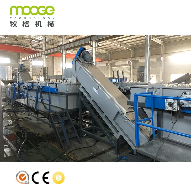 Bag Washing Recycling Line PP Non Woven Fabric / Plastic Manufacturing Plant Ordinary Product 300 - 1500 Customized MOOGE TECH