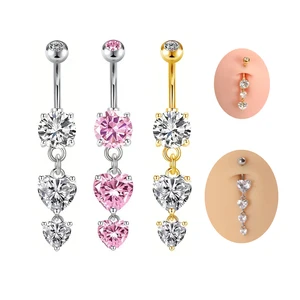 Xinfocus New Design Surgical Steel Heart Belly Button Rings Fashion Navel Piercing for Women Men Body Jewelry Wholesale