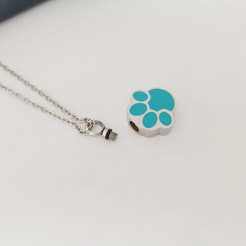 Cremation jewelry stainless steel urn cat paw urn necklace cat and dog ashes memorial pet urn pendant mini souvenir urn pendant