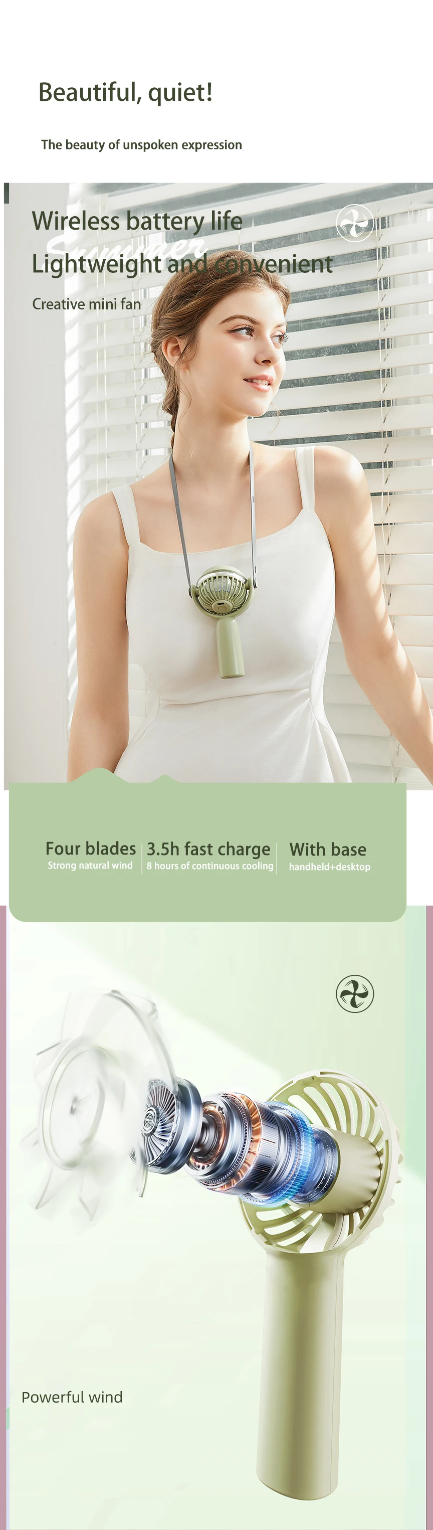 Fashion Neck Fan, Portable, 5, Battery - detail 4