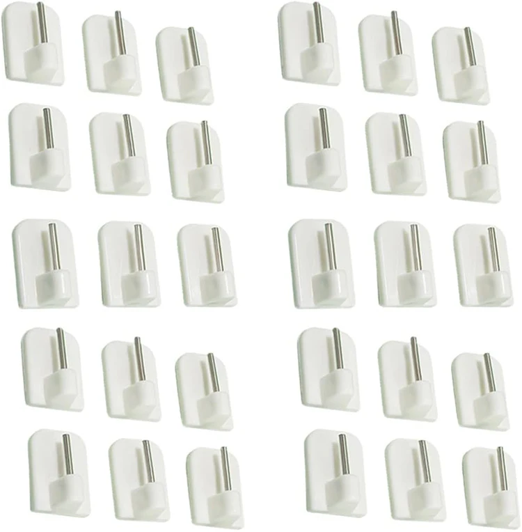 Self Adhesive Hooks Plastic Sticky Hooks White