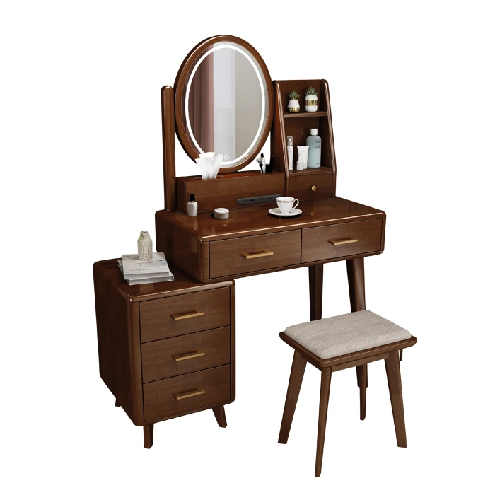 2022 New Arrival Solid Wood Bedroom Dresser Mirror Dressing Table With