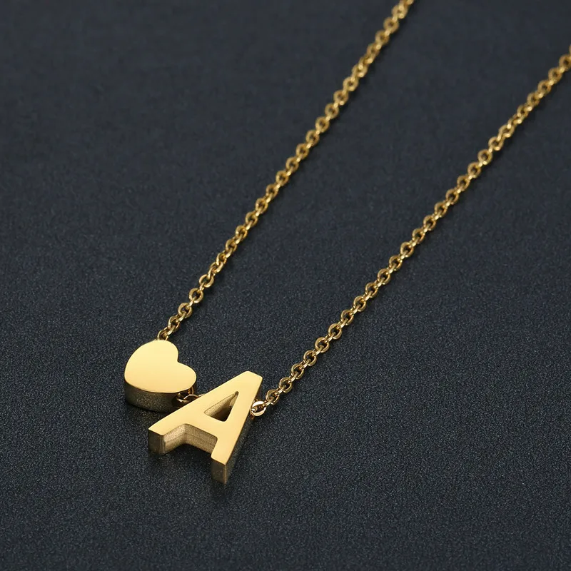Stainless Steel 18K Gold Plated Heart Initial Pendant Necklace Custom Name Friendship Birthday Gift Personalized Necklaces