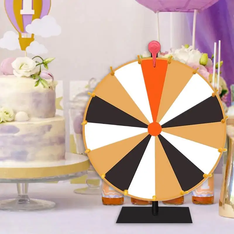 10/15 Slots Non-Slip Wood Wheel Prize Spinner Wheel of Fortune Game Stand for Party & Trade Show Prize Wheel Dice Type