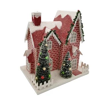 Custom Led Christmas Village House With Lighting Decoration Features Colorful Paper House Tree