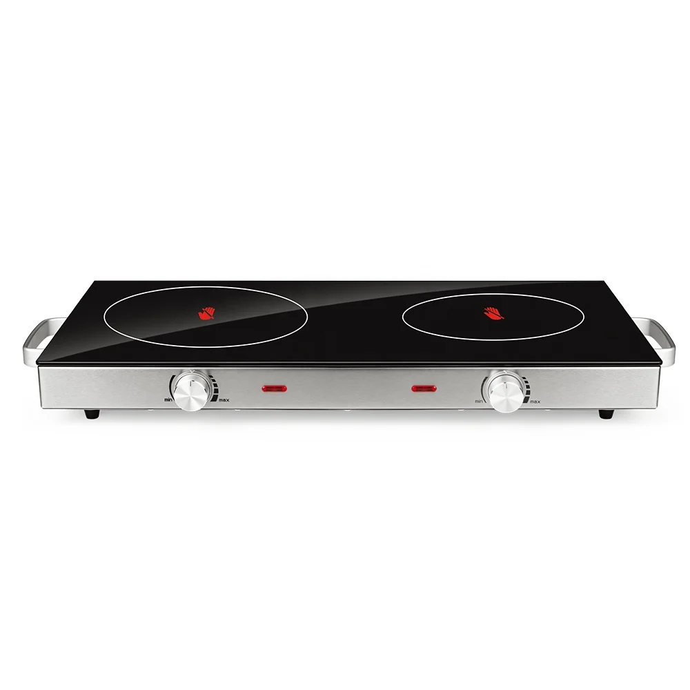 High Quality 2800W 3200W Electric Stainless Steel Glass Double burner  Ceramic Infrared Cooker Portable Countertop Stove