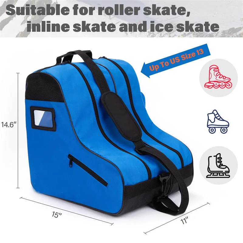 Inline Skate Bag Large Capacity Roller Skate Bag With Adjustable Shoulder Strap Carry Roller Skates for Kids and Adults