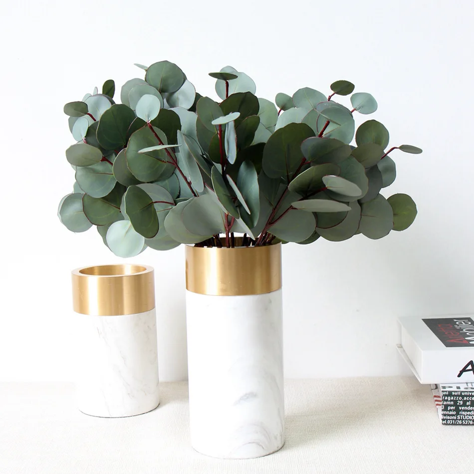 High Quality PVC Artificial Silk Cloth Round Eucalyptus Leaves Heart Shape Eucalyptus Leaves for Wedding Decorative