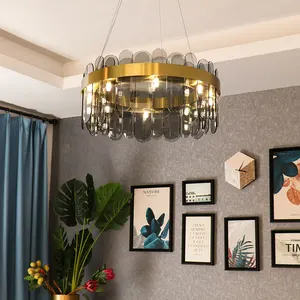 Modern Luxury Gold Large Round Crystal Chandelier