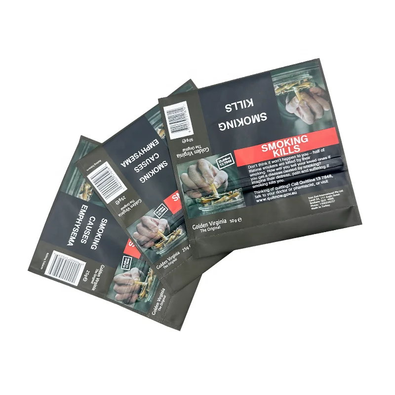 amber leaf tobacco pouch Custom Printed Plastic Tobacco Pouches Amber Leaf Tobacco 50g Pouch Custom  Packaging Bags