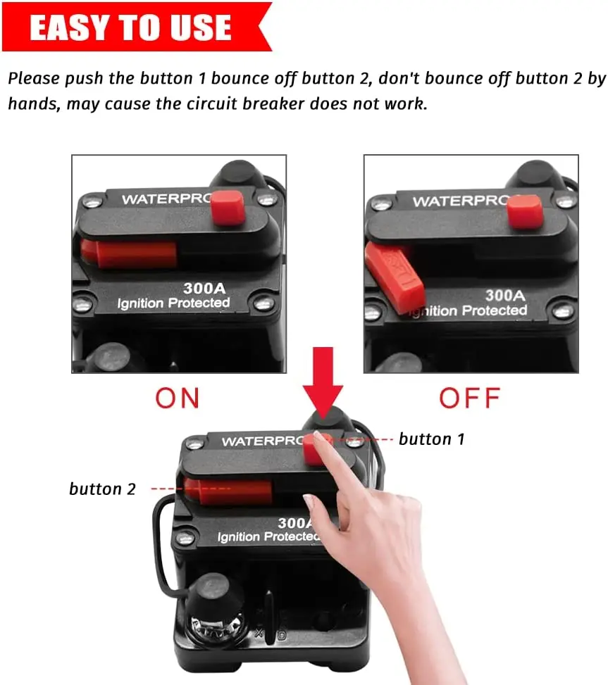 Impermeabile 300 Amp Automotive Marine DC Interruttore 300A Fusibili Con Reset Manuale Altoparlante Auto - Foto 10
