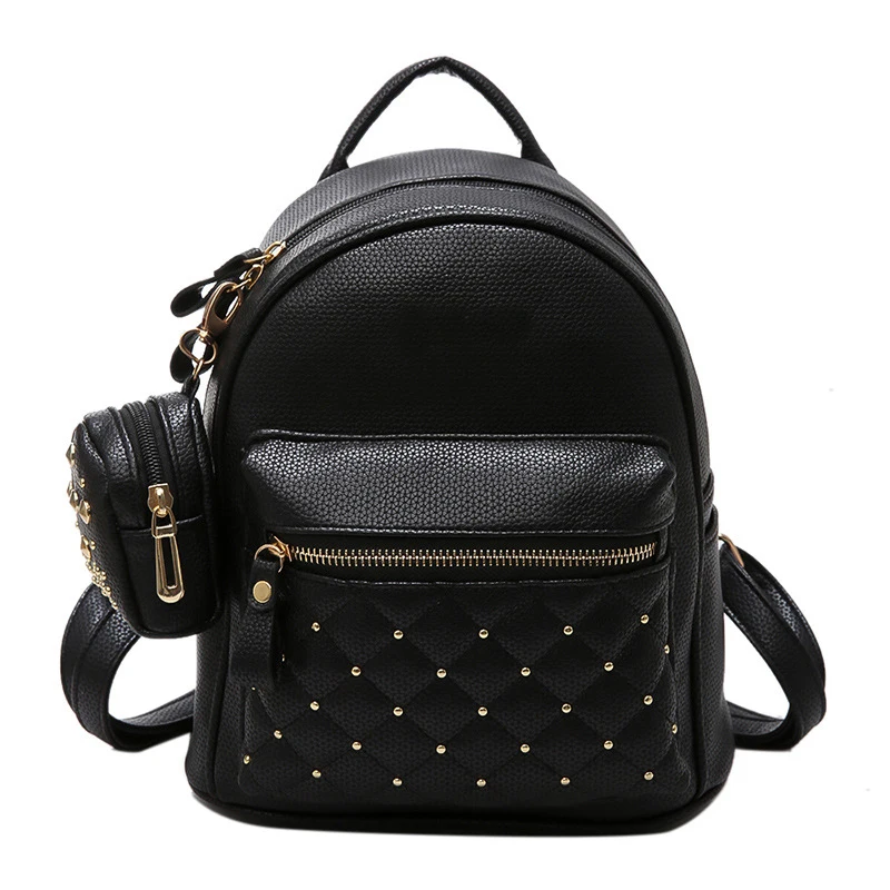 PU Leather Shoulder Mini Small Backpack Multi-Function Ladies