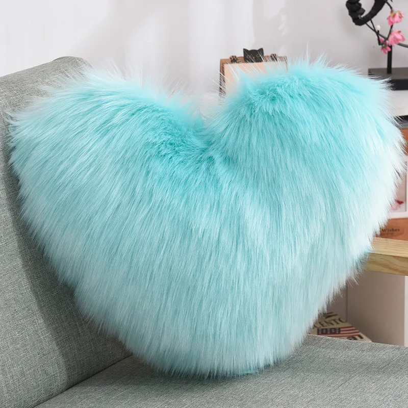 Aoyatex creative heart-shaped plush throw pillow cushion Cushion with core sofa waist cushion office seat wool pillow manufacture