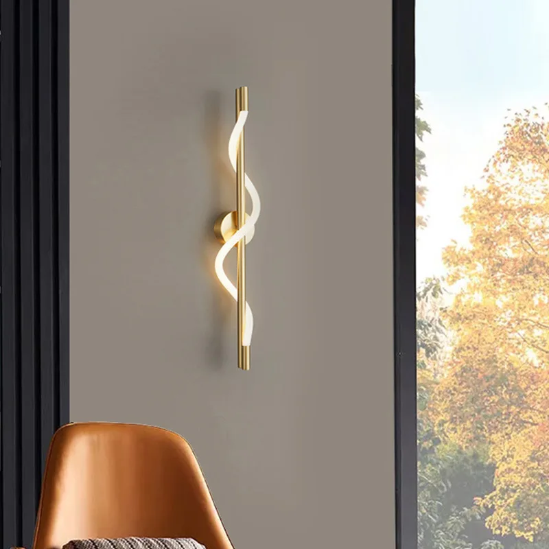 Luce lineare moderna nordica minimalista per camera da letto, lusso soggiorno, lampada da comodino con design esclusivo, ferro, illuminazione per corridoio, parete sfondo