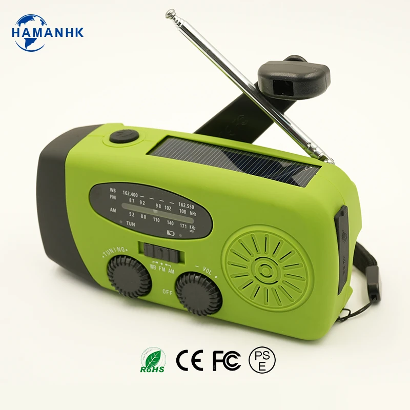 Solar Emergency Radio with Multiband Receiver and Bulb Light Dual Function Flashlight and Radio