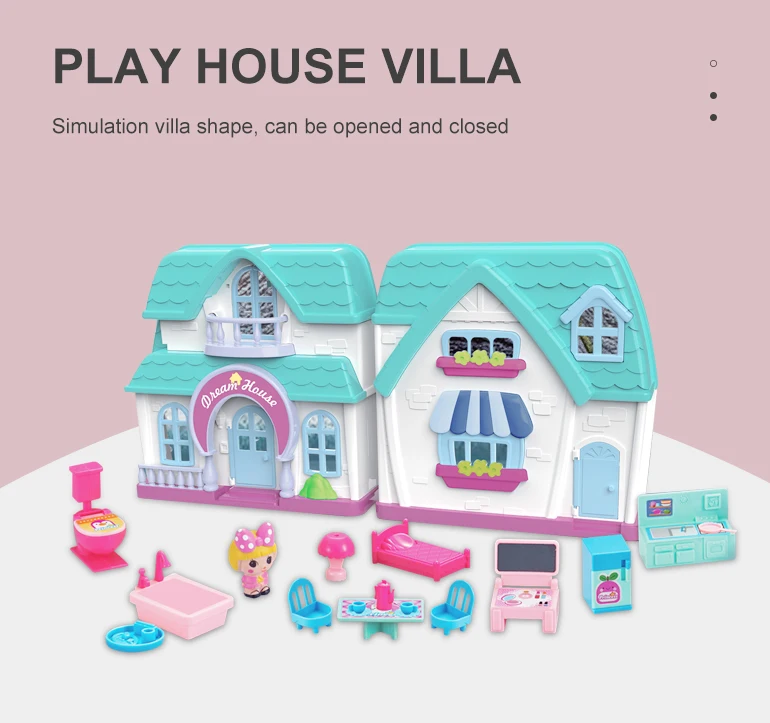 Girls Pretend Princess Cottage Plastic Doll House Furniture Spielzeug Role Play Toy Villa