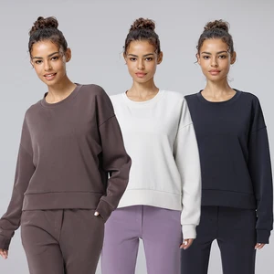 Women's Plus Size Modal Fabric Long Sleeve Crew Neck Yoga Gym Top Breathable Seamed Solid Pattern 300g Fabric Weight