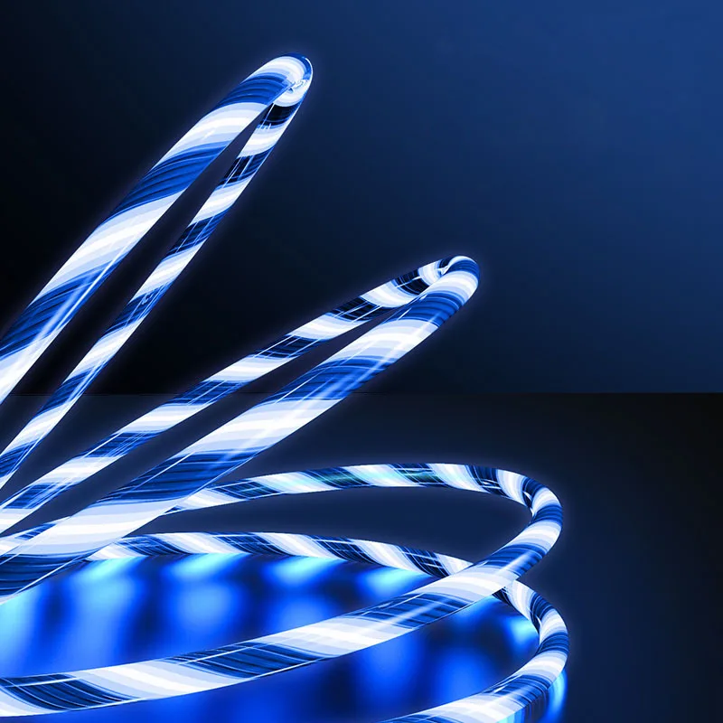 Colorful Light Cable Led Light Visible Glowing Fast Charging Type c Flow Glowing Streamer Data Cable for Samsung