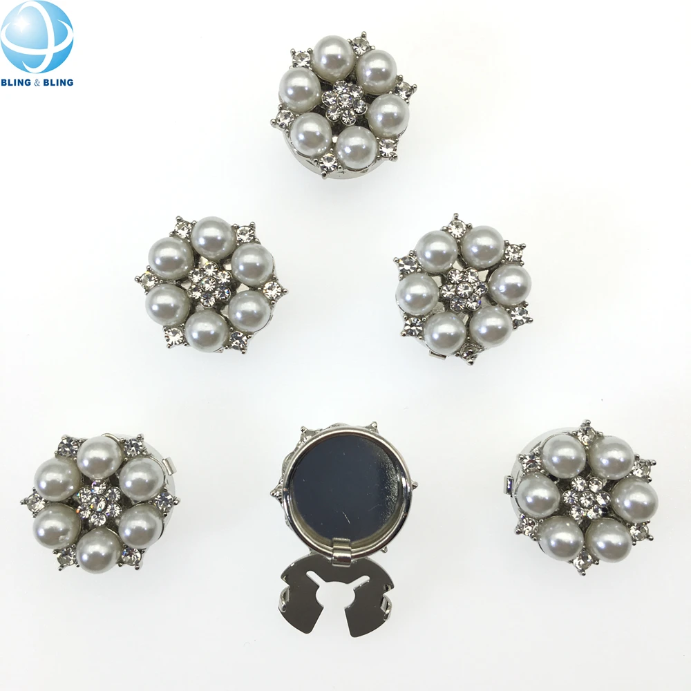 Support Custom Shirt Button Covers Cufflinks No Sew Garments Jewel Crystal Pearls Button Covers Clip on Sleeve