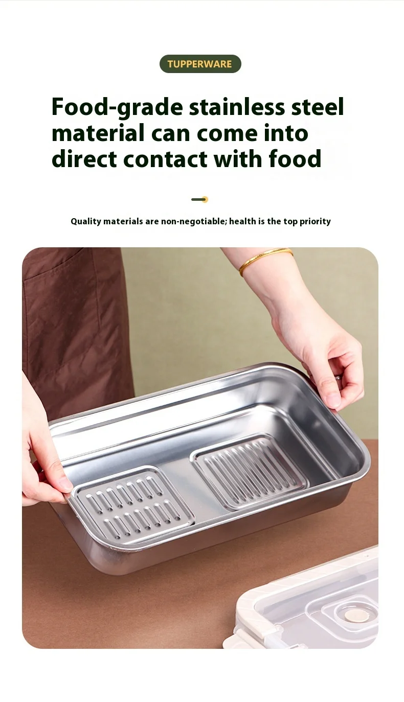 product modern portable stainless steel fresh keeping box square dumpling kitchenware sealed storage for food-12