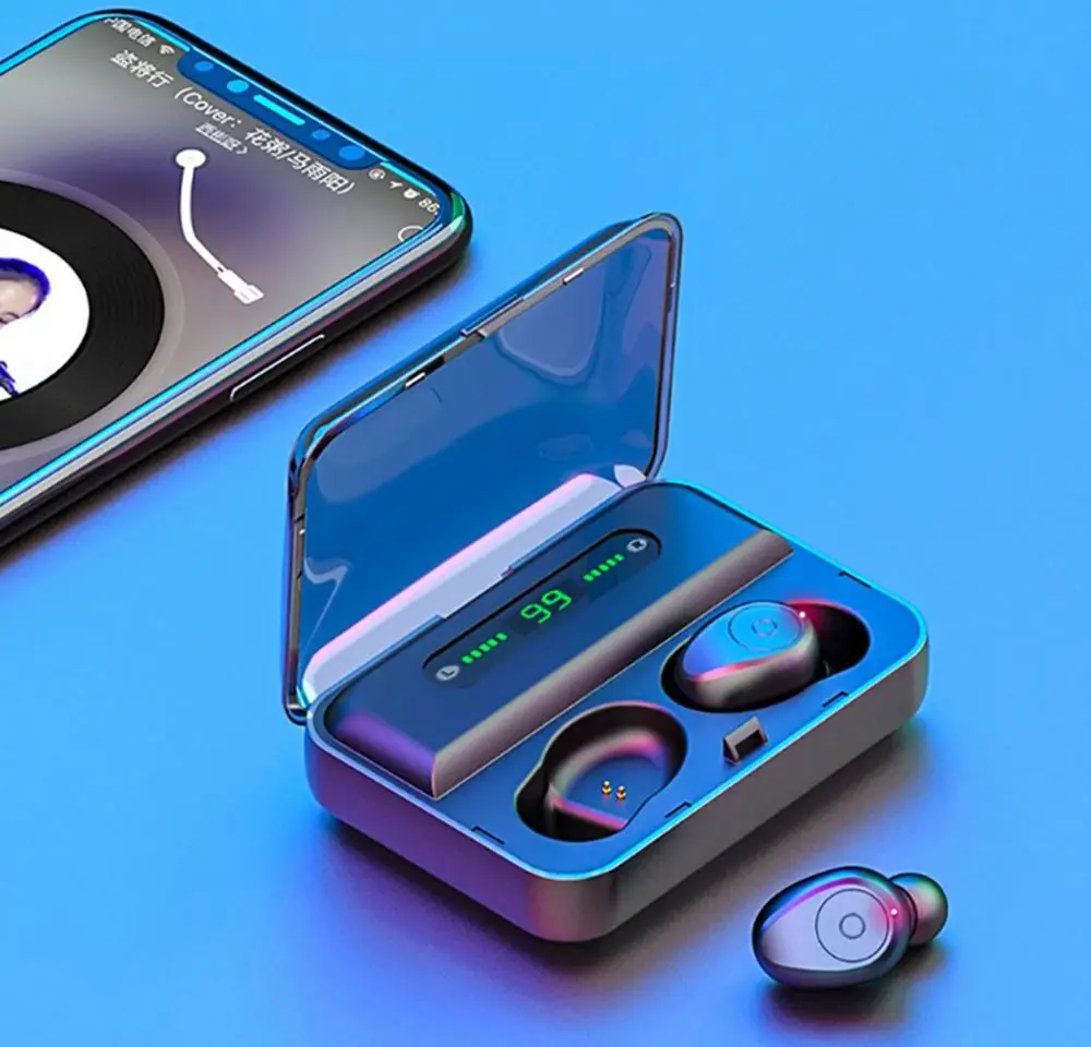 Мини-наушники беспроводные наушники обеспечивают защиту от BT 5,0 IPX7 водонепроницаемые наушники F9-5 с микрофоном