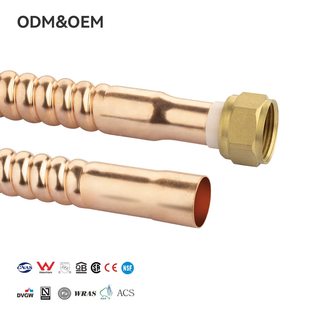 PPW Flexible Red Copper Corrugated Hose Durable Modern Design CUPC NSF Certificate 3/4
