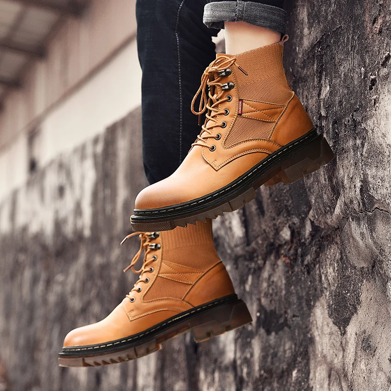 Men Shoes Martin Shoes Autumn And Winter High Top Men's Fashion Trendy New Boots Casual Leather Business Boots