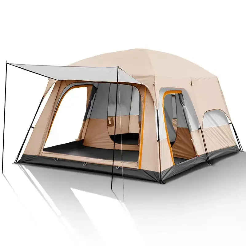 Safari Tent Luxury Canvas Glamping 6 Person Black Popup Camping Tent ...