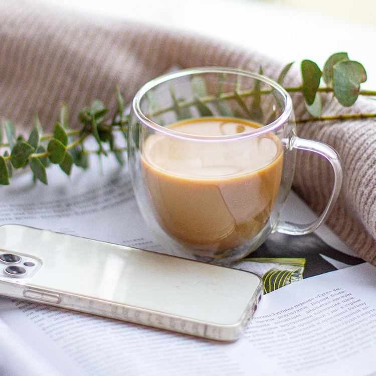 Clear Glass Double Wall Cups - Perfect for Coffee & Tea