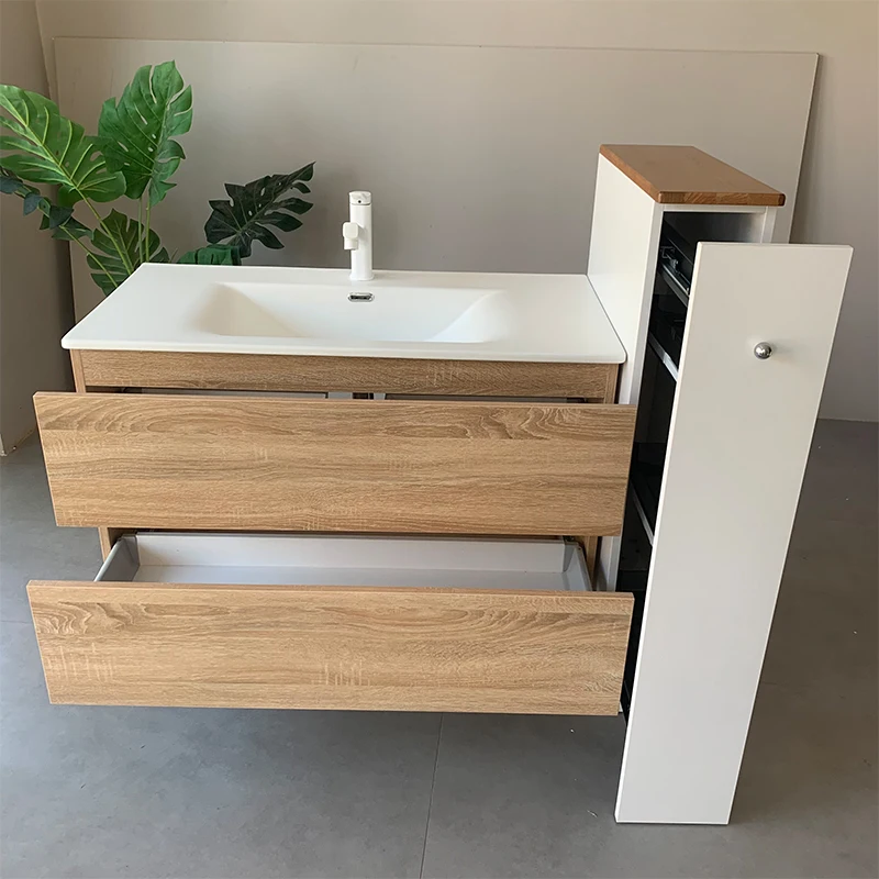 product wooden style matte ceramic basin can be customized wall mounted bathroom cabinet combination washbasin sink-7
