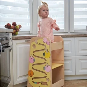 kids safety learning tower toddler kitchen helper stepping stool wooden montessori learning tower for kid with blackboard details