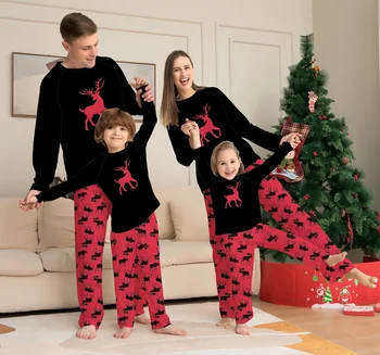 2022 WETRUE New Family Christmas Pajamas Long Sleeve Lounge Set Plaid Print Pajamas Plus Size Loungewear Women's Sleepwear