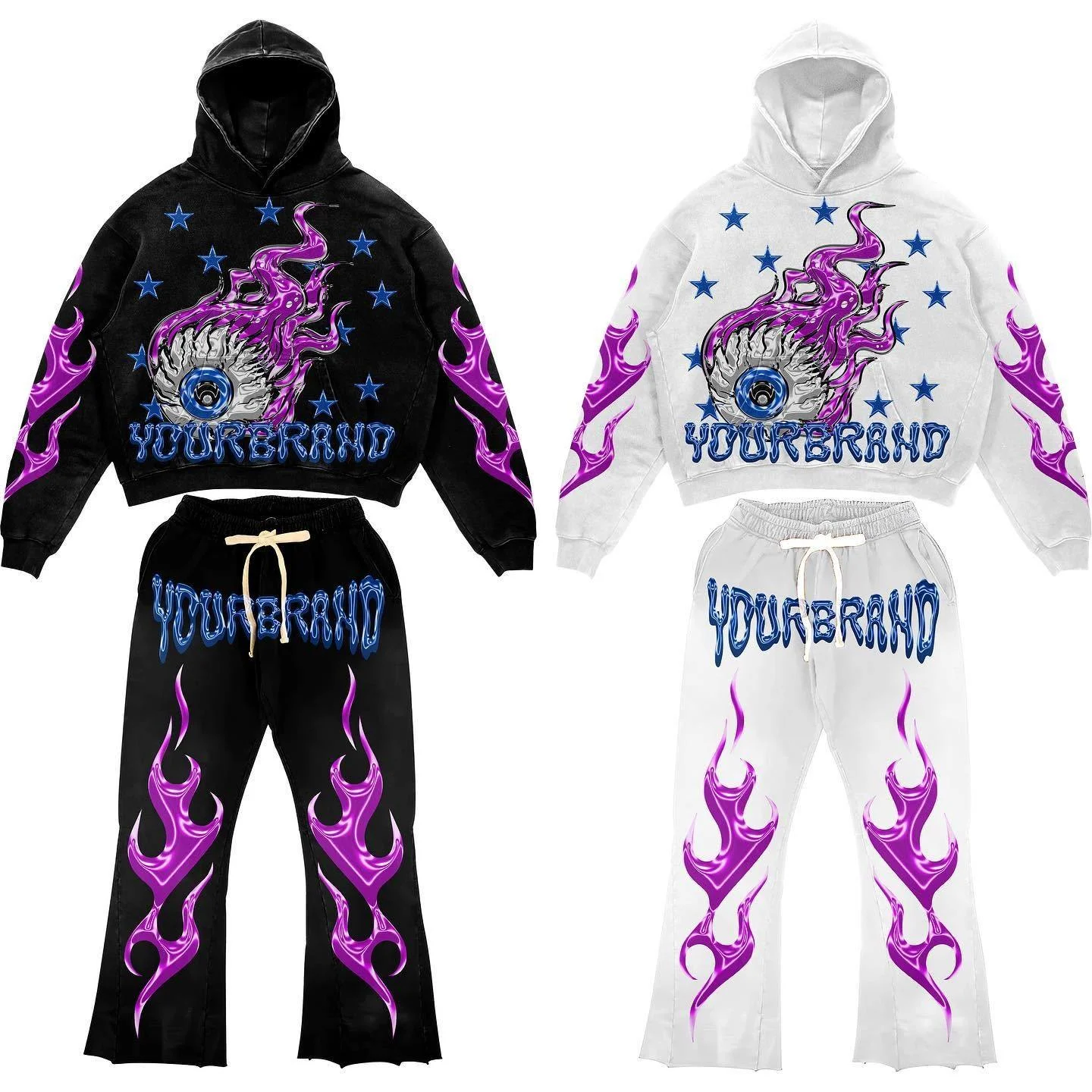 Custom Vintage Heavy Weight Acid Wash 100% Cotton Sweatsuit French Terry Dtg Print Sweatpants and Hoodie Set for Men gallery 7