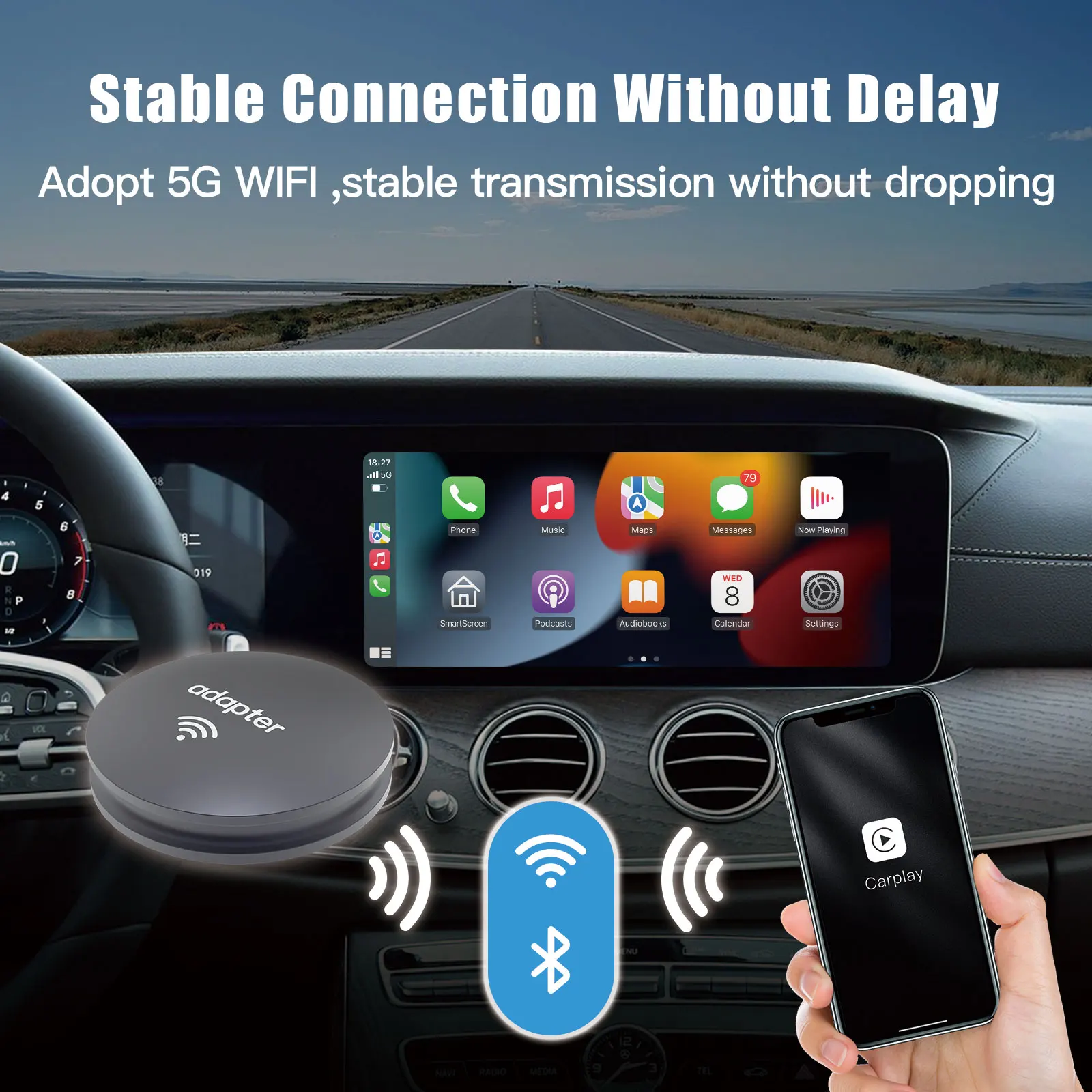 Autoabc 2023 Wireless Carplay Dongle For Oem Wired Car Play Cars Convert Wired To Wireless Usb